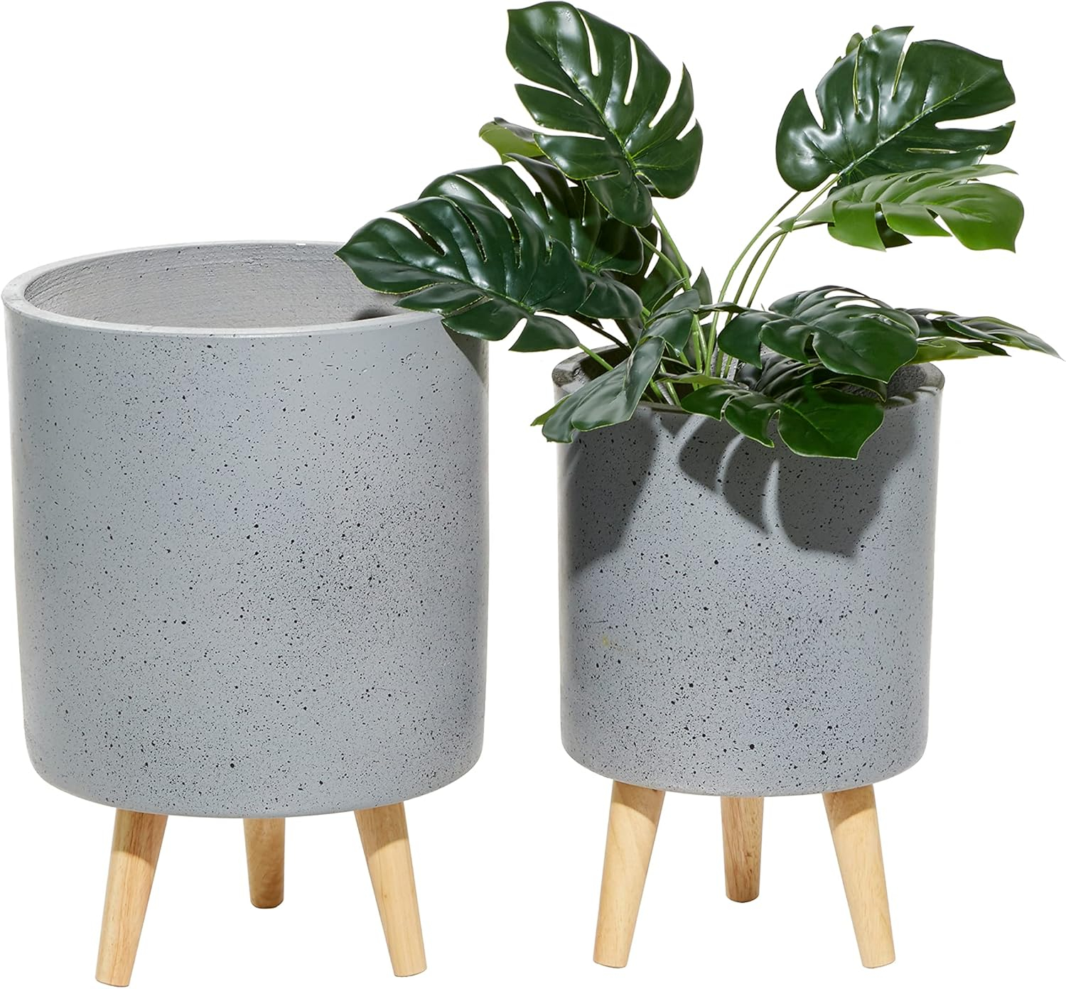 DecMode 12 In. Planter, MGO, Light Grey, 2 - Pieces