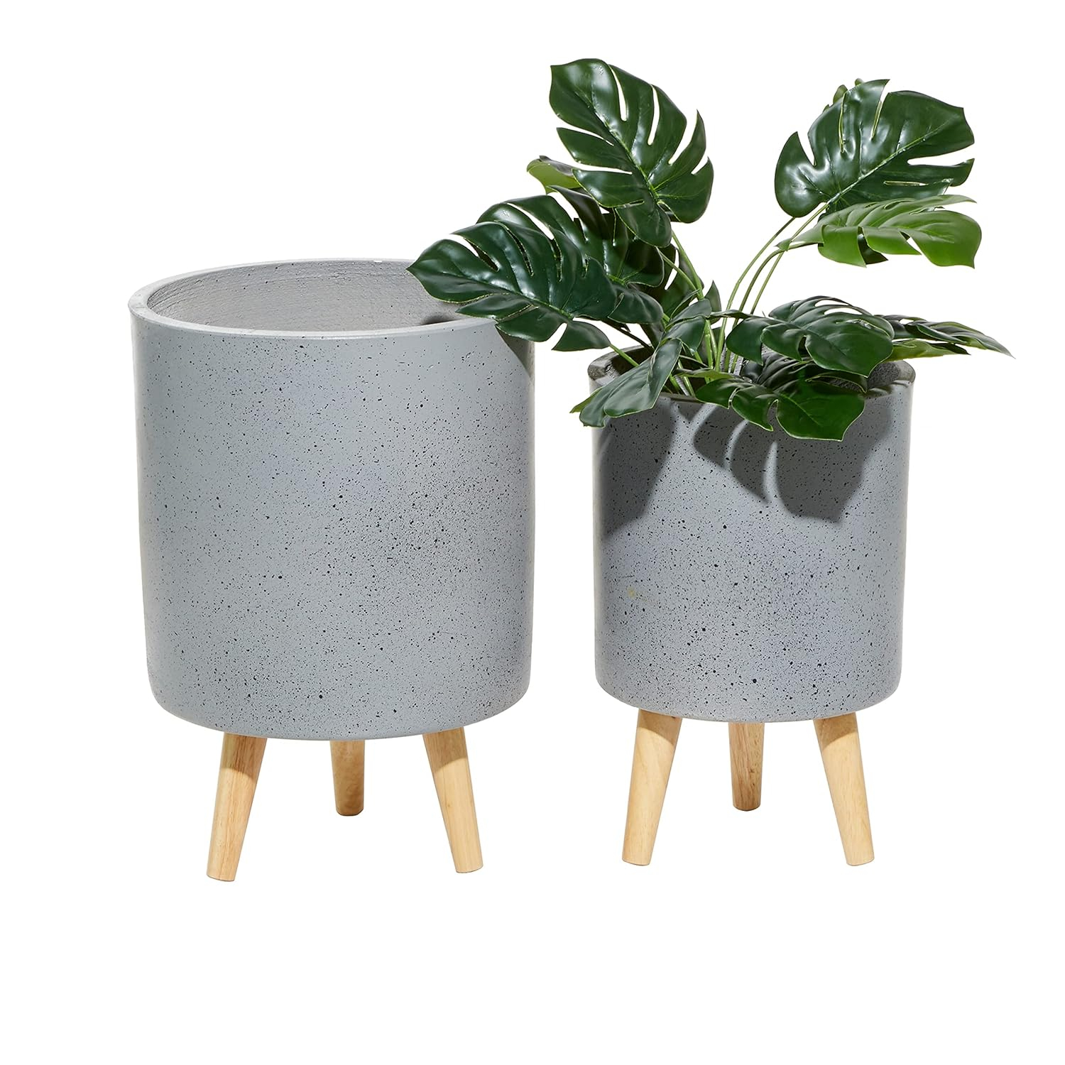 DecMode 12 In. Planter, MGO, Light Grey, 2 - Pieces