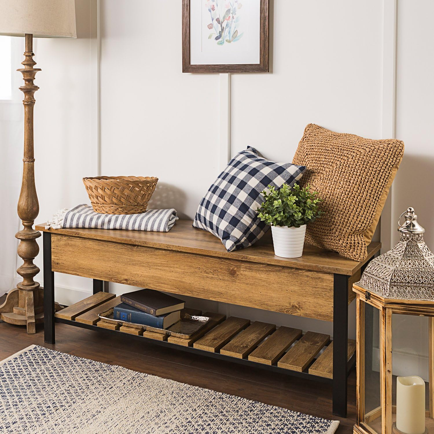 Walker Edison Storage Bench, Barnwood
