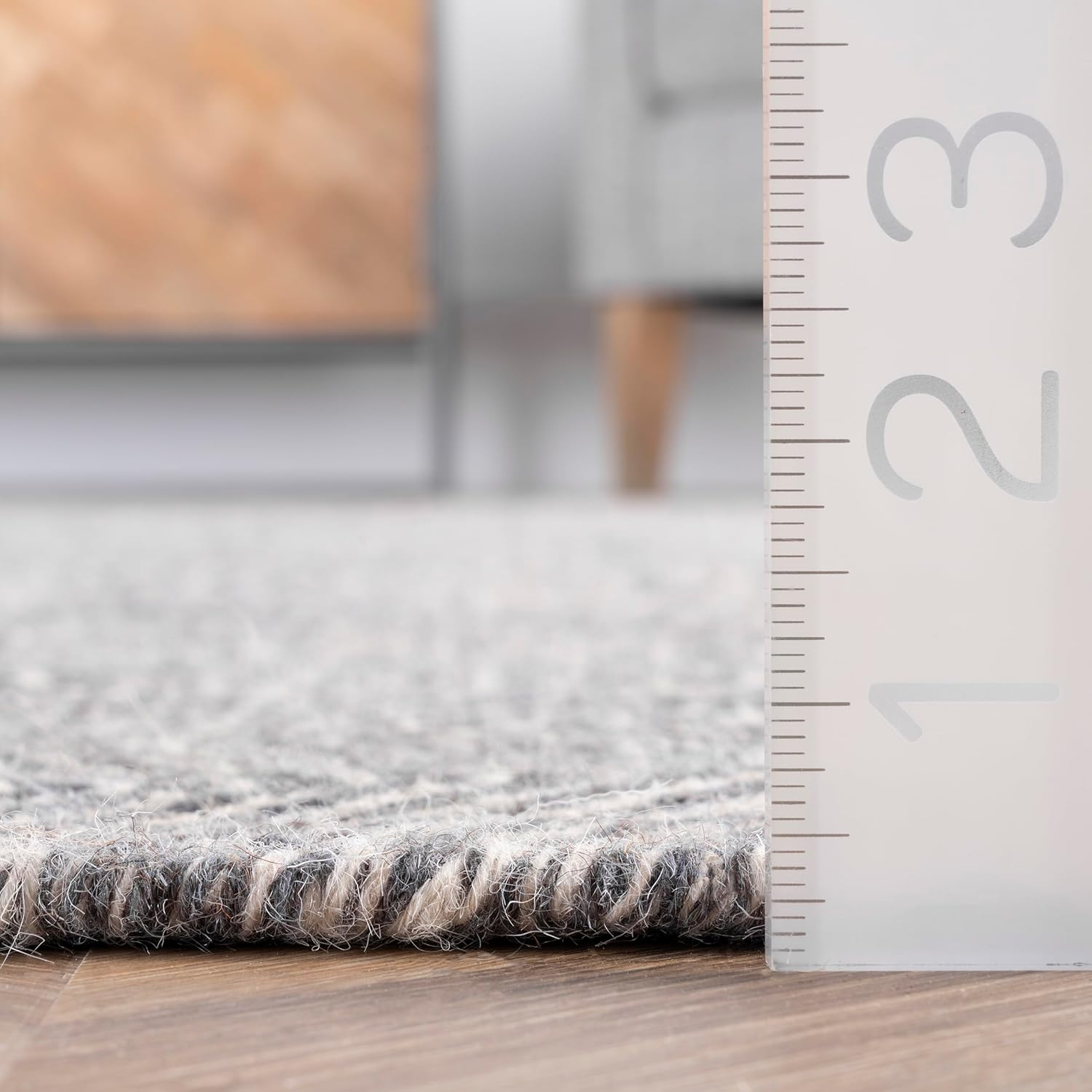 Gray Geometric Handmade Wool Tufted Rug, 5x8 Feet