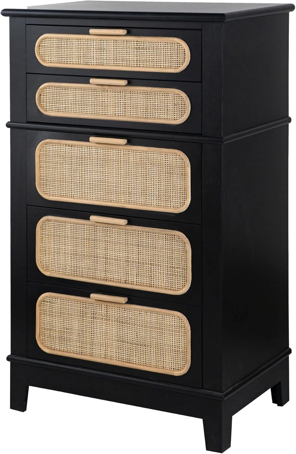 46 in. Dana 5 Drawers Tall Dresser Chest, Black