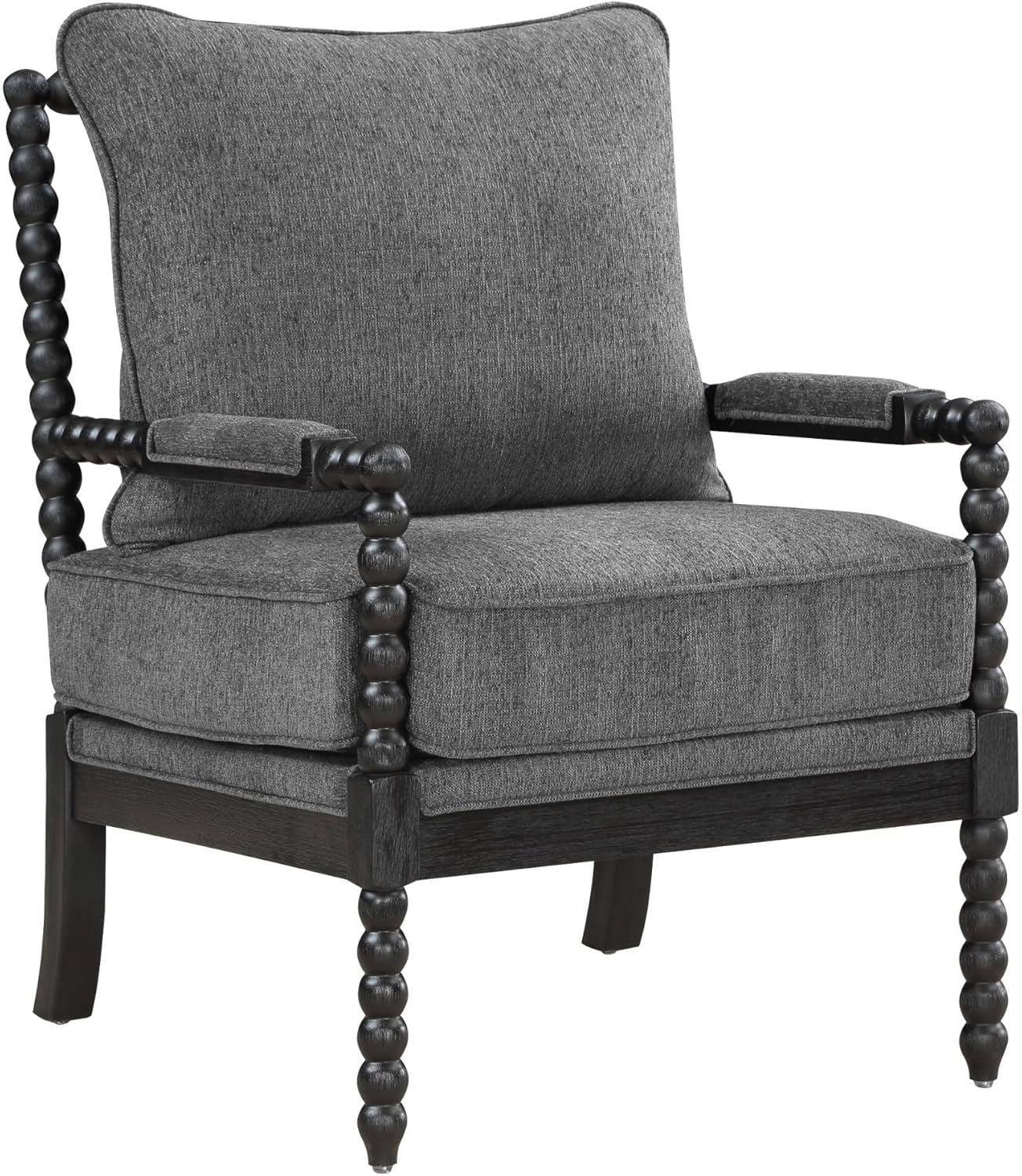 OSP Home Furnishings Eliza Spindle Chair in Charcoal Fabric