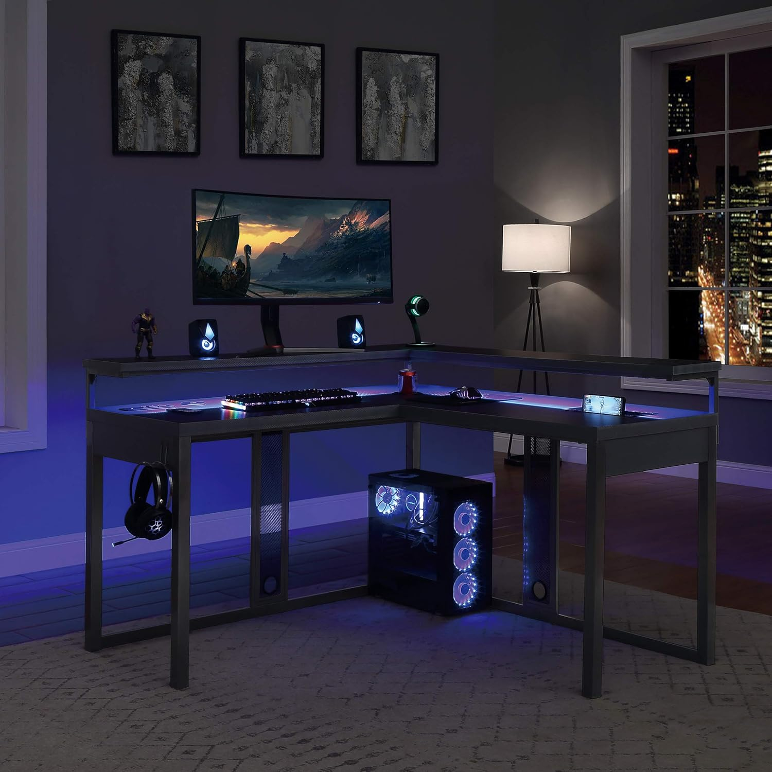 Loadout L/Shape Gaming Desk in Black Steel Metal