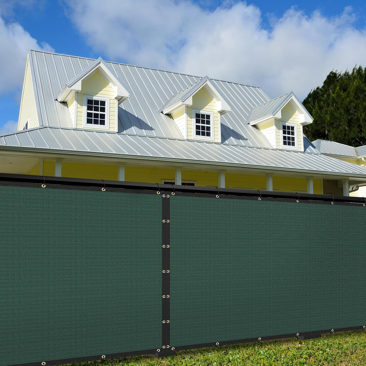 SEALTECH Ultra Heavy Duty 200 GSM Privacy Fence Screen – Non-Recycled Polyethylene Mesh Shade Net with Bindings & Rustproof Grommets - 90% + Blockage Includes Cable Zip Ties. (Green 6'X50')