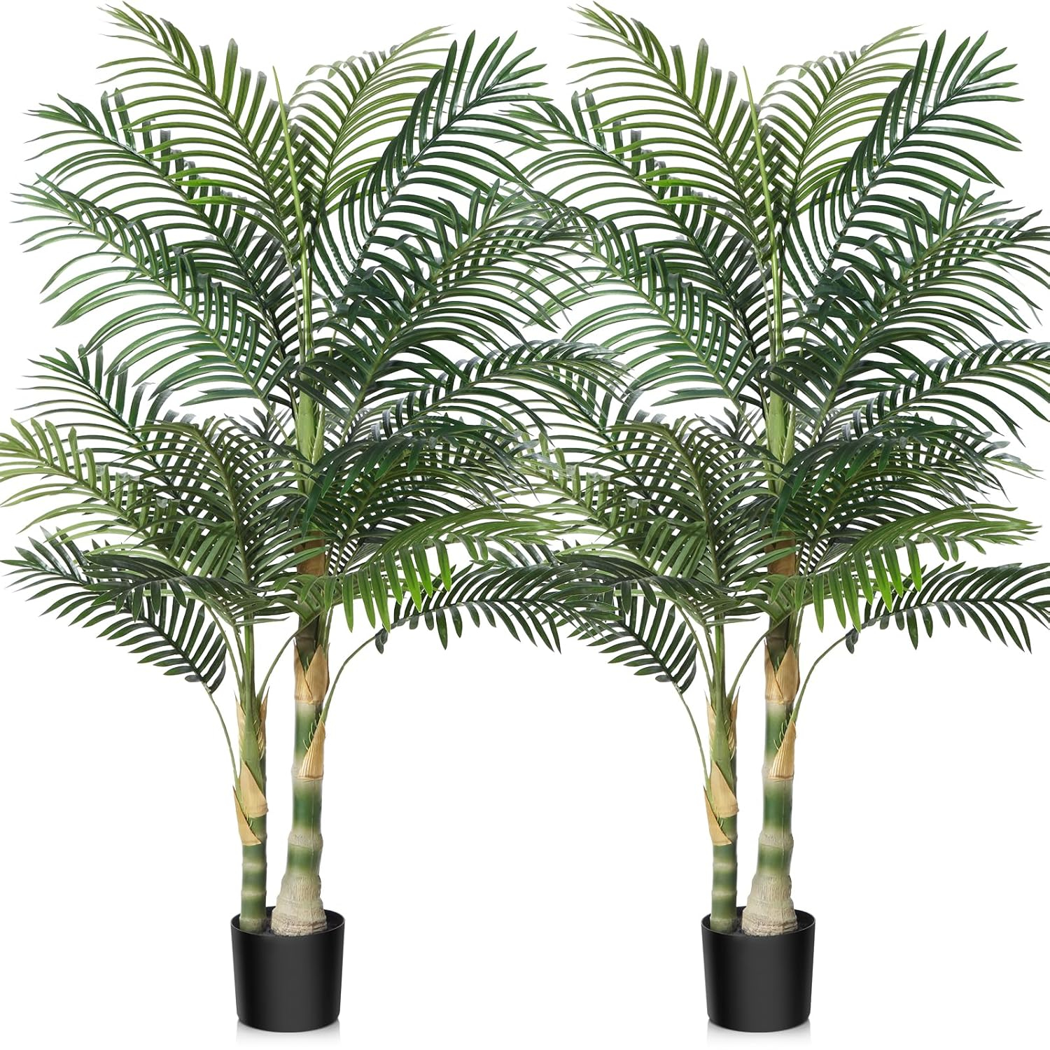 Kazeila Artificial Plants Indoor - 6FT Fake Golden Cane Palm Tree with Dense Lifelike Foliage - Perfect for Home, Office & Apartment Decor