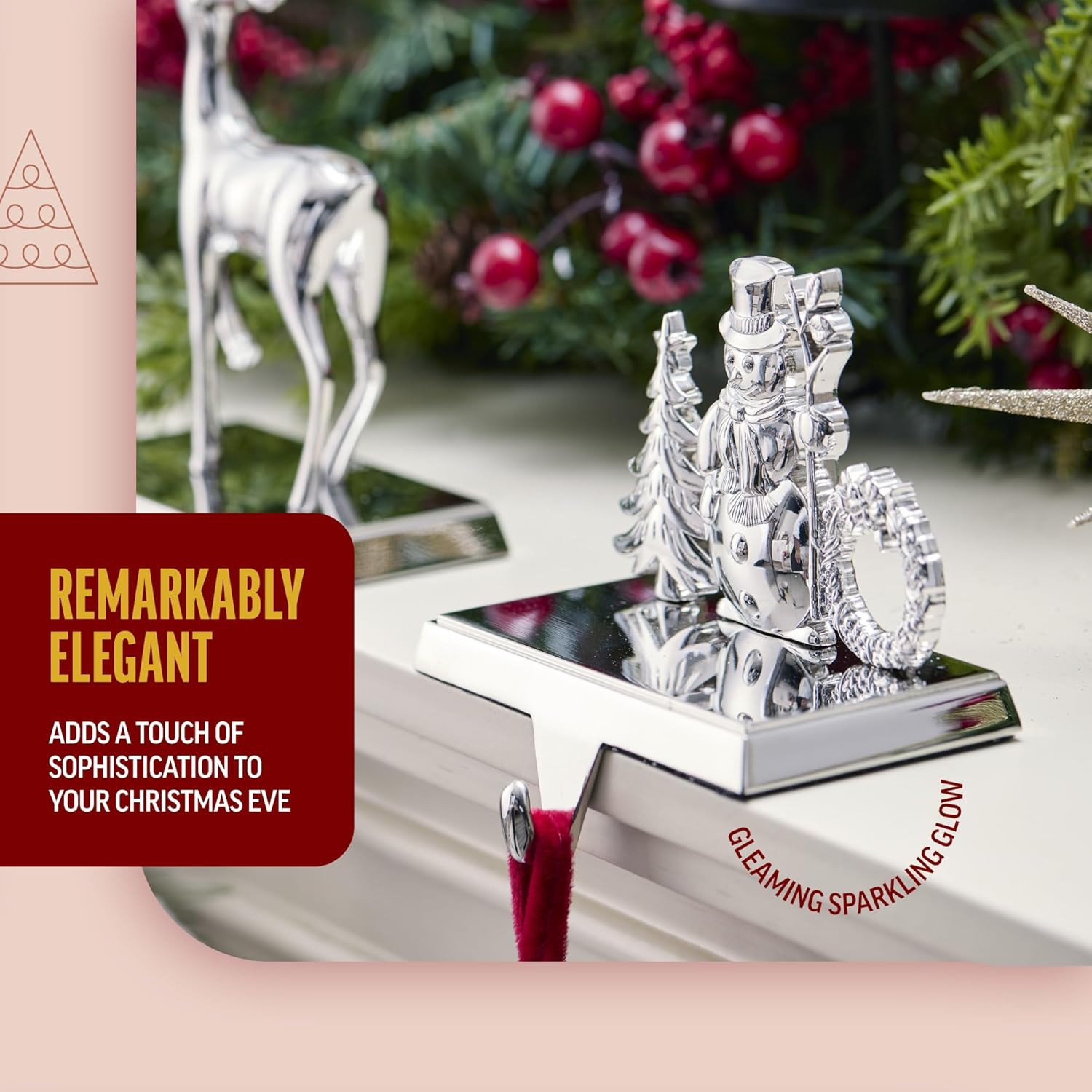 Klikel Stocking Holder Set of 2-2D Snowman and Snowlady Metal Stocking Hanger for Mantel - Snow Couple Christmas Stocking Holder for Fireplace Mantle - Snowman Heavy Stocking Holder for Mantle