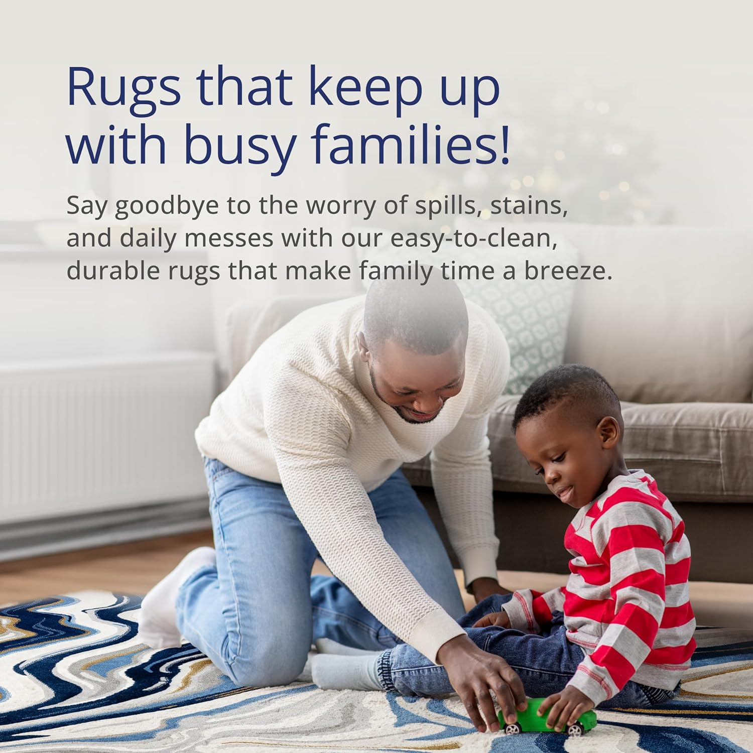 Abani Regal Collection Area Rug - Blue/Grey Abstract Wavy Design - 8' x 10' - Easy to Clean - Durable for Kids and Pets - Non-Shedding - Medium Pile - Soft Feel - for Living Room, Bedroom & Office