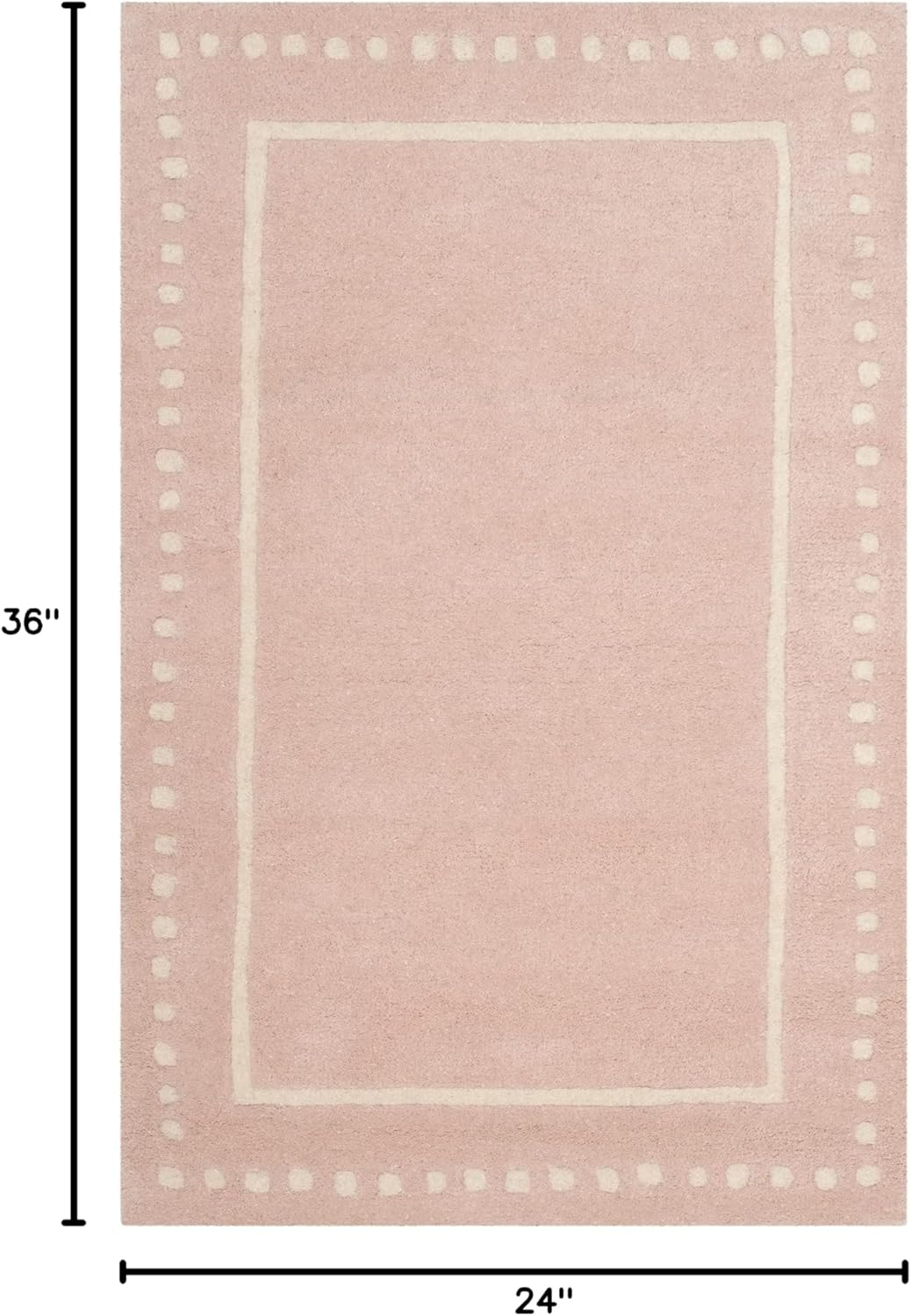 SAFAVIEH Bella Danita Plain Dotted Bordered Wool Area Rug, Light Pink/Ivory, 2' x 3'