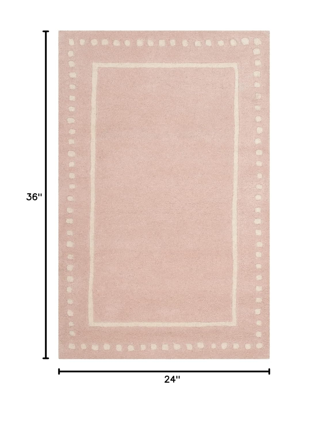 SAFAVIEH Bella Danita Plain Dotted Bordered Wool Area Rug, Light Pink/Ivory, 2' x 3'