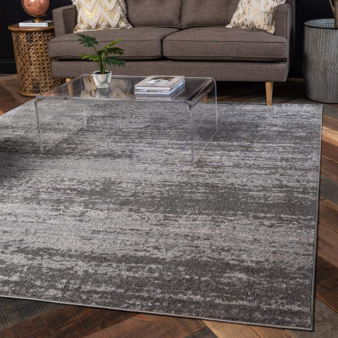 Unique Loom Del Mar Collection Area Rug - Lucille (7' 10" Square, Gray/ Ivory)