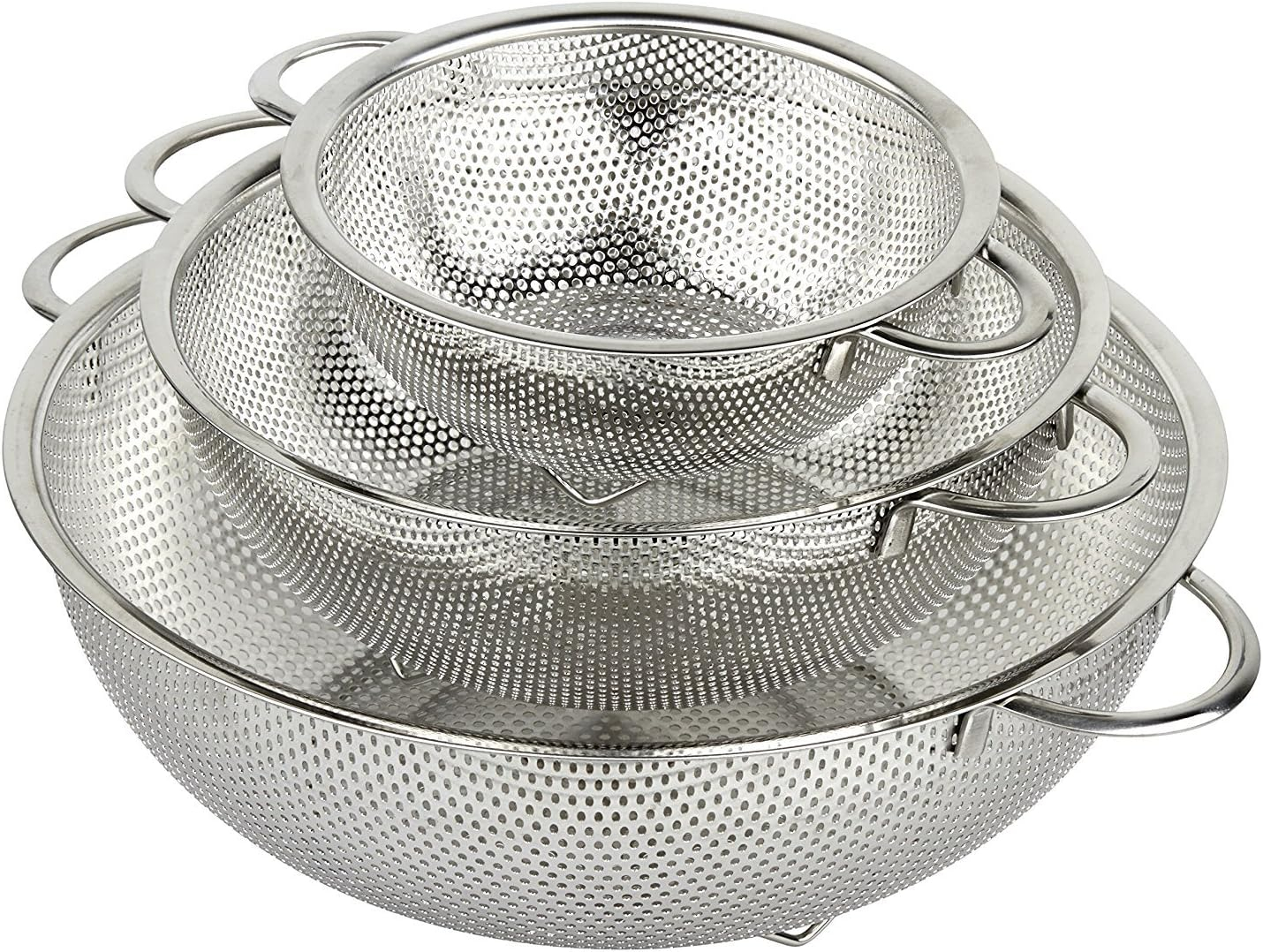 holm 3-Piece Stainless Steel Mesh Micro-Perforated Colander Set (1-Quart, 2.5-Qu