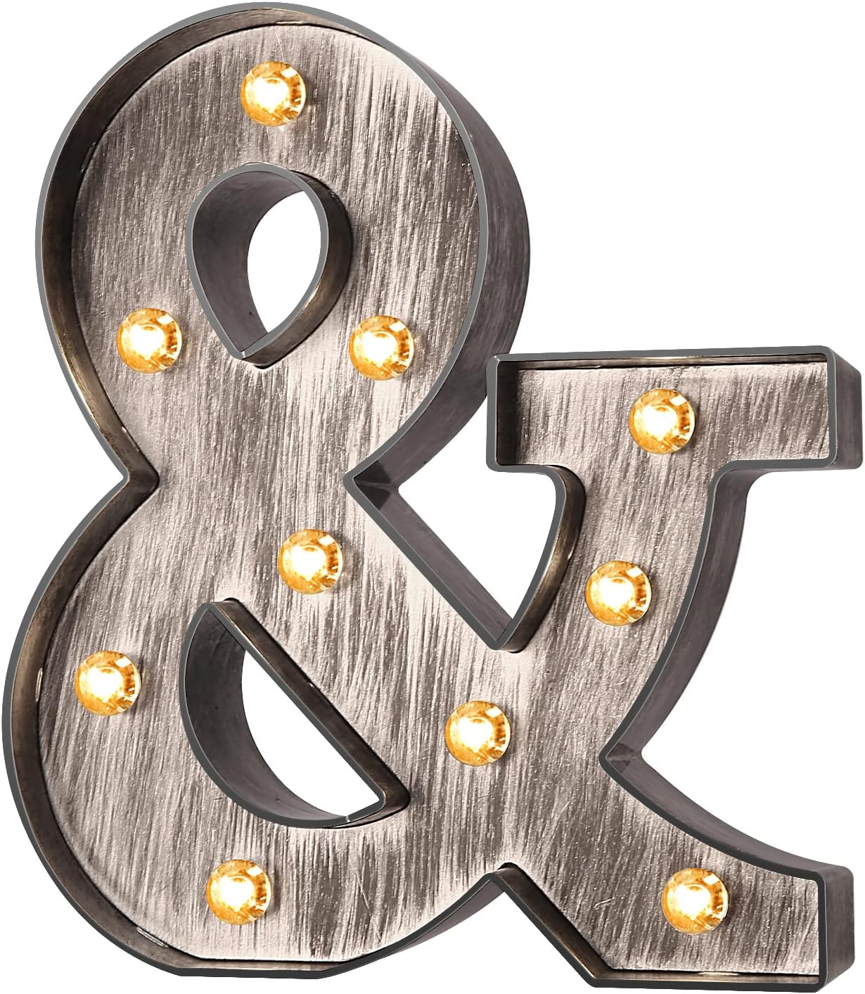 Brushed silver gray LED letters Lights Light Up letters Sign for Night Light Wedding/Birthday Party Battery Powered Christmas Lamp Home Bar Decoration -&