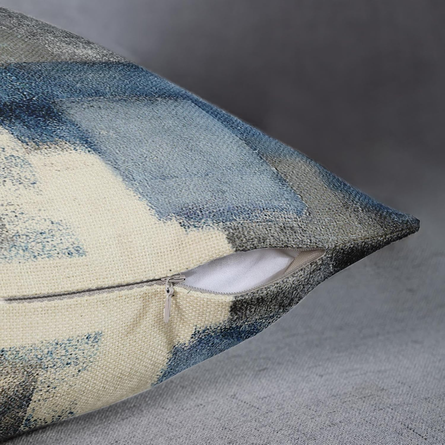 Emvency Set of 4 Throw Pillow Covers Blue and Grey White Modern Abstract Artwork Contemporary Decorative Gray Cushion Sofa Bedroom Car Decor Pillow Cases Home Square 16x16 Inches Pillowcases