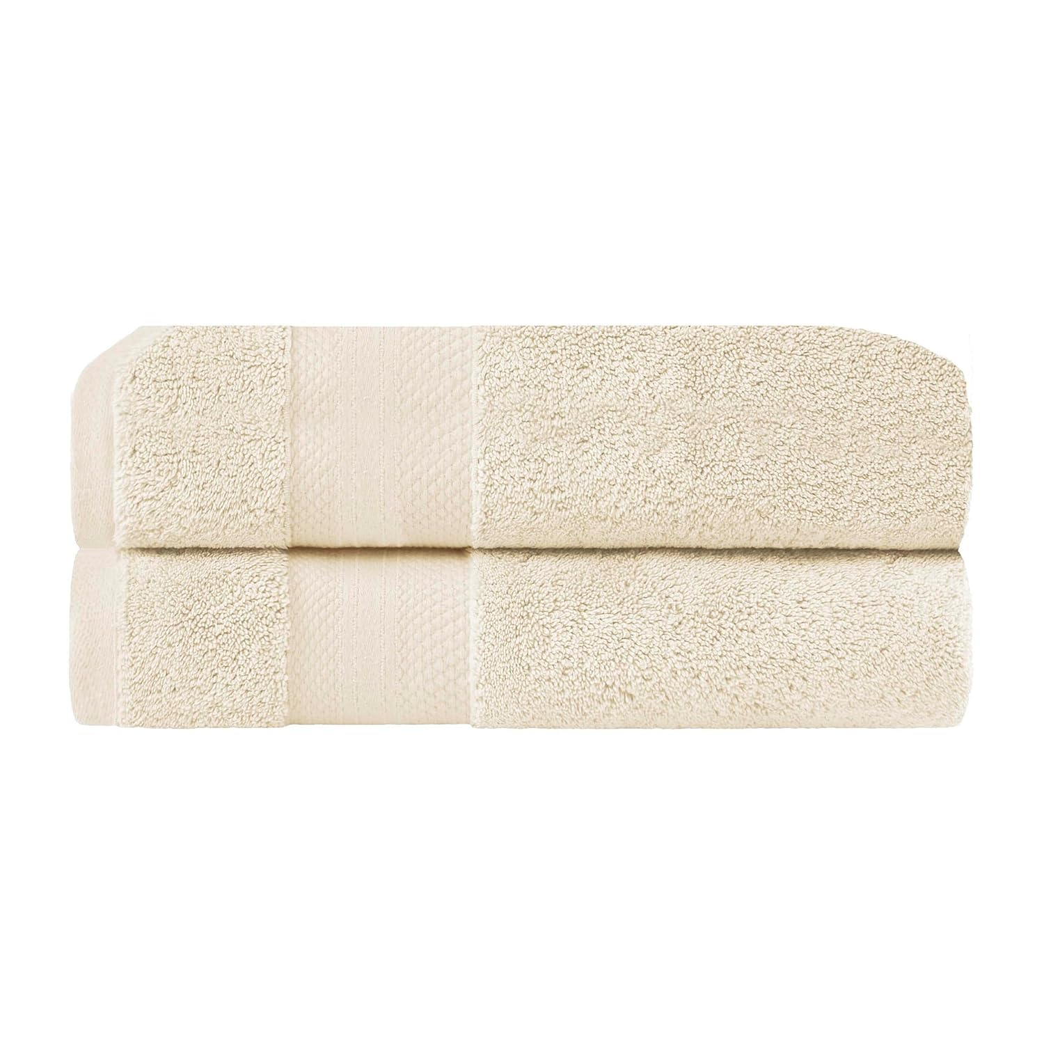Superior Aria Turkish Cotton Solid Heavyweight Ivory Bath Towel Set of 2