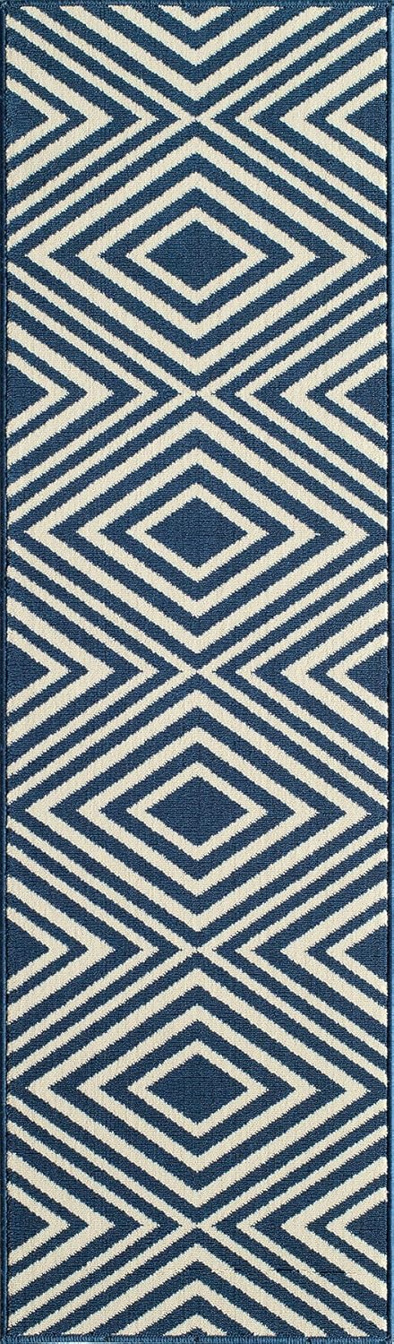 Momeni Baja Zig Zag Navy Indoor Outdoor Rug 2'3" X 7'6" Runner