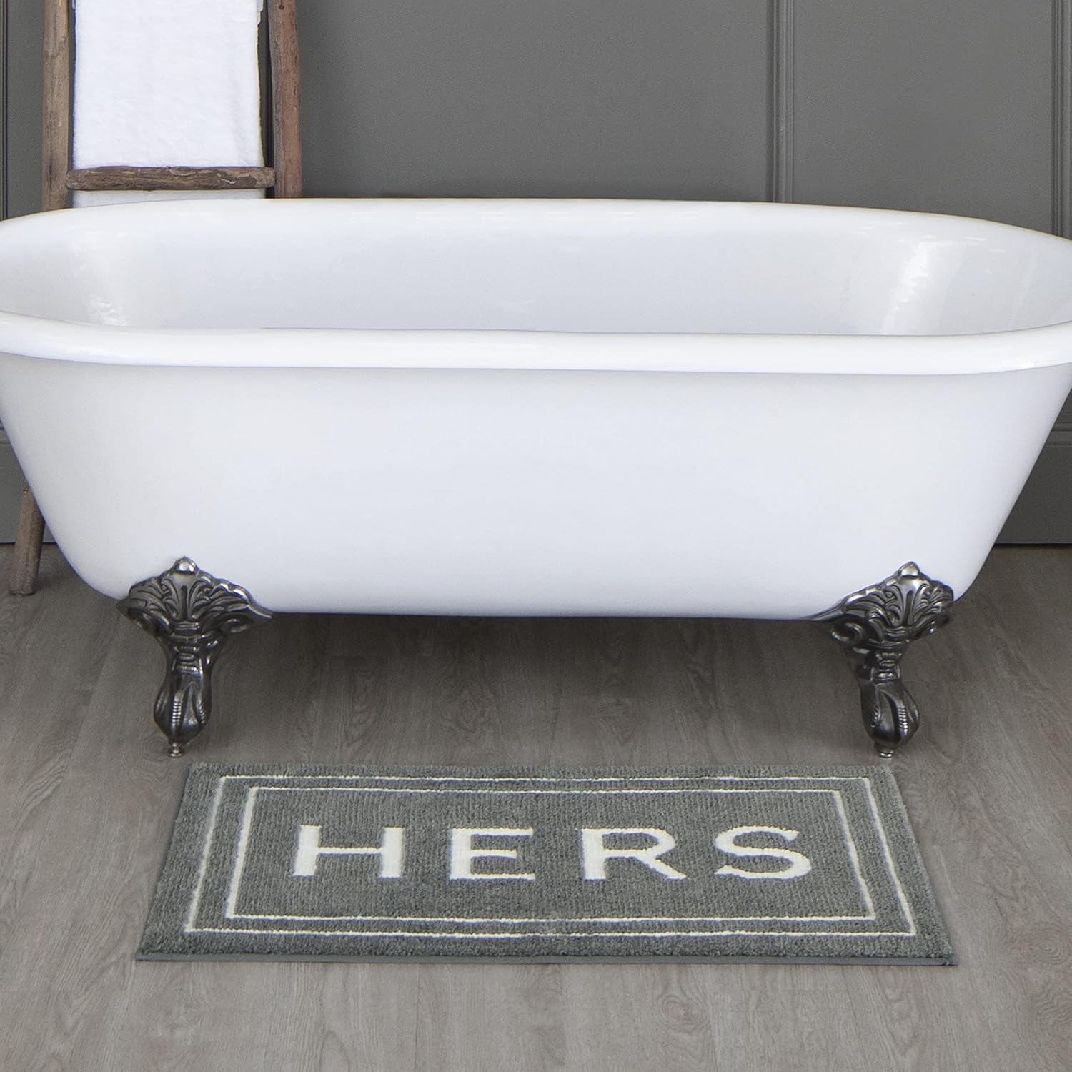 Mohawk Home Hers Knited Washable Polyester Non-Slip Bath Mat, Pewter, 1'8" x 2'10"