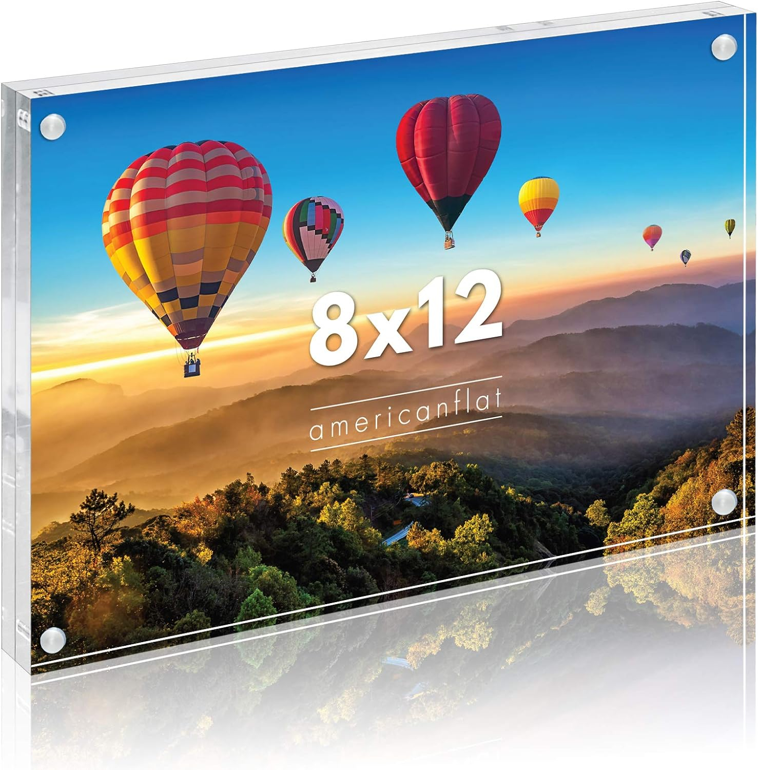 Americanflat 8x12 Acrylic Picture Frame - Double Sided Picture Frame with Magnetic Corners - Transparent Acrylic Frame for Desk or Tabletop Display - 8x12 Picture Frame with Microfiber Cloth Included