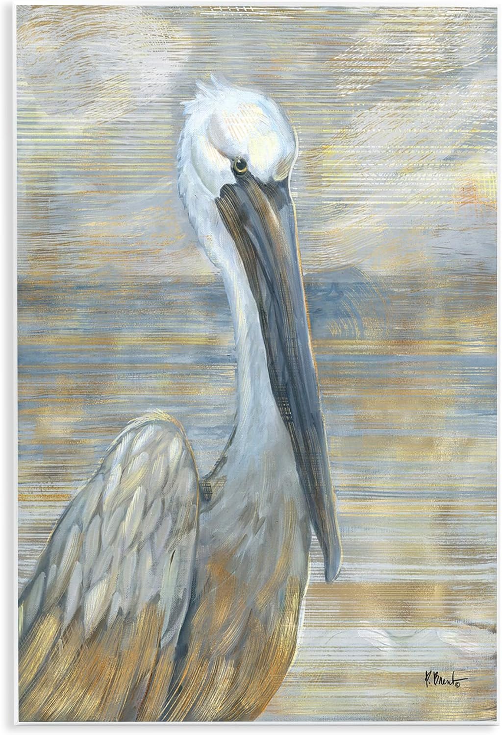 Stupell Industries Coastal Pelican Bird Abstract Portrait Painting Unframed Art Print Wall Art, Design by Paul Brent