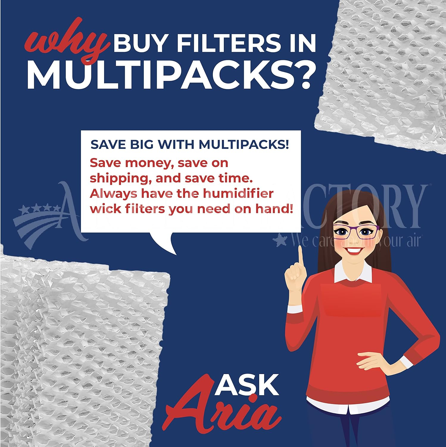 4-Pack HWF62, HWF62D, HWF-62, H62, H-62 Compatible with Holmes Humidifier Filter by Air Filter Factory