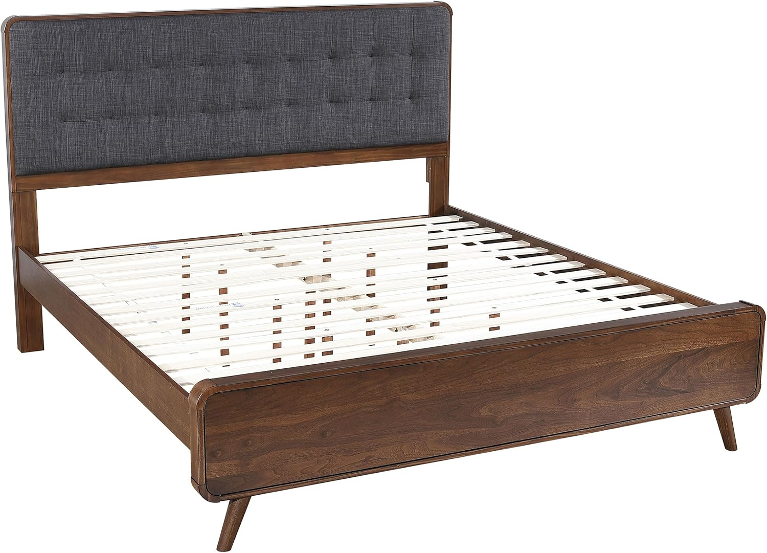 Robyn Eastern King Bed with Upholstered Headboard Dark Walnut