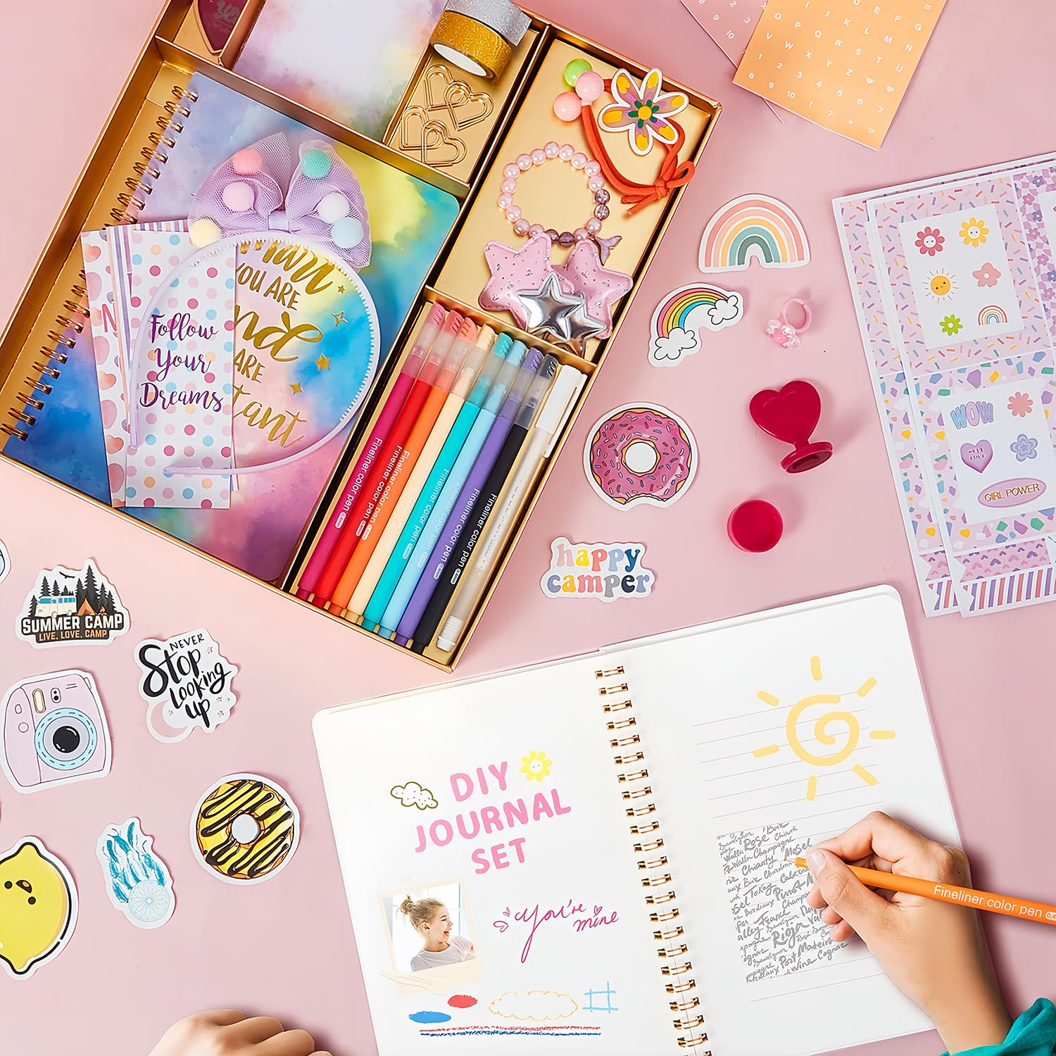 Girls DIY Diary 54 Pcs Diary Set, Toys for Ages 6 7 8 9 10 11 12 13, DIY Stationery Set, Thin Stickers and Little Girls Daily Supplies, Gifts for Teen Good Idea Choice