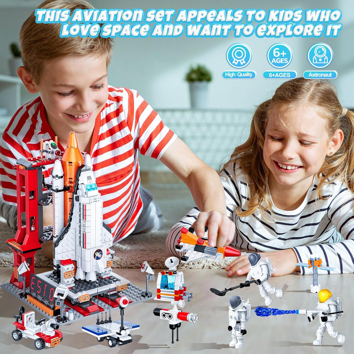 Space Exploration Shuttle Toys for 6 7 8 9 10 11 12 Year Old Kids, Girls, Boys, 12-in-1 STEM Projects Rocket Building Toy Kit with 3 Astronauts, Airplane Rocket Set, Gift idea for Ages 6 +, 885 Pcs