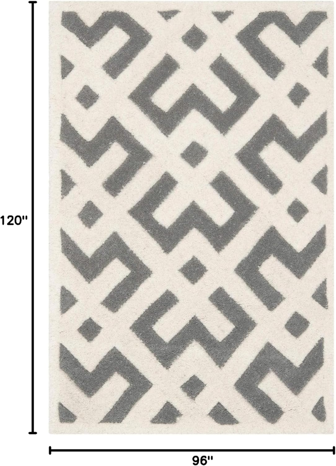 SAFAVIEH Chatham Jackson Geometric Wool Area Rug, Dark Grey/Ivory, 8' x 10'