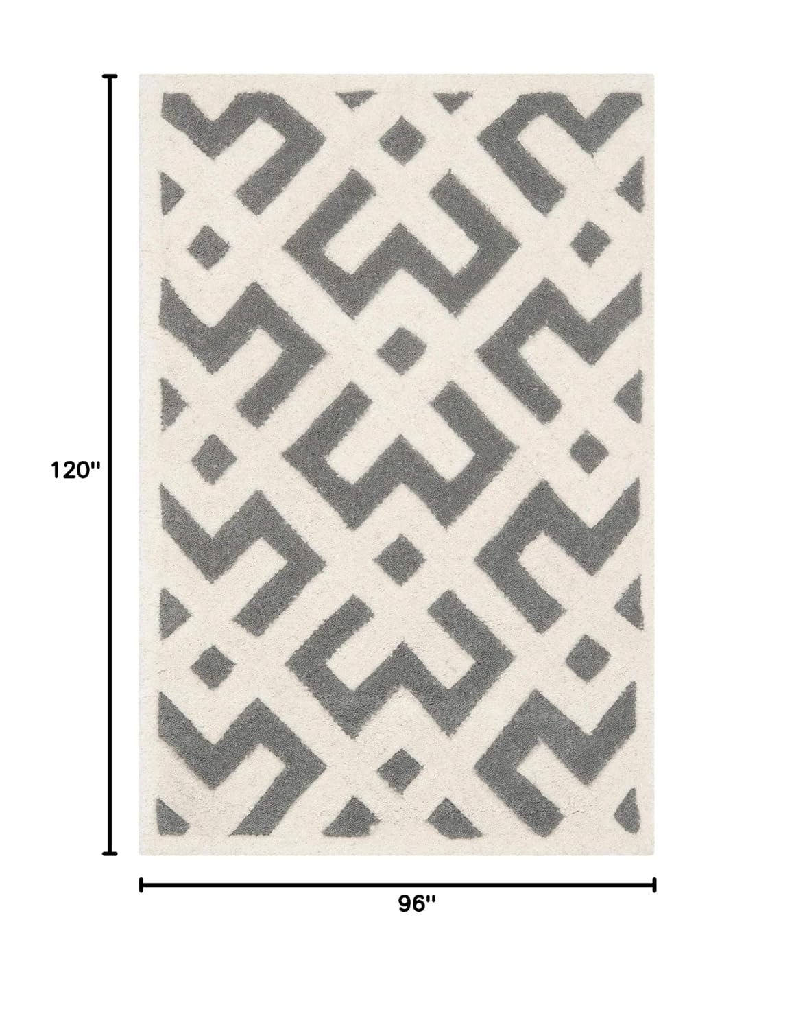 SAFAVIEH Chatham Jackson Geometric Wool Area Rug, Dark Grey/Ivory, 8' x 10'