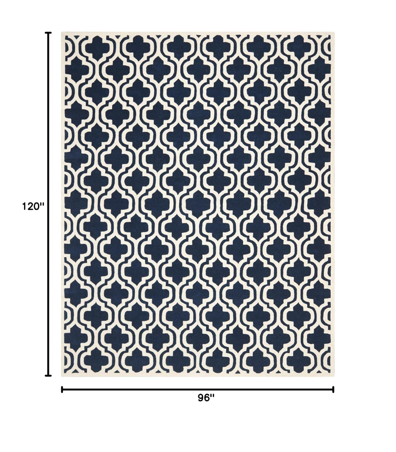 SAFAVIEH Chatham Collection 8' x 10' Dark Blue/Ivory CHT727C Handmade Geometric Premium Wool Area Rug