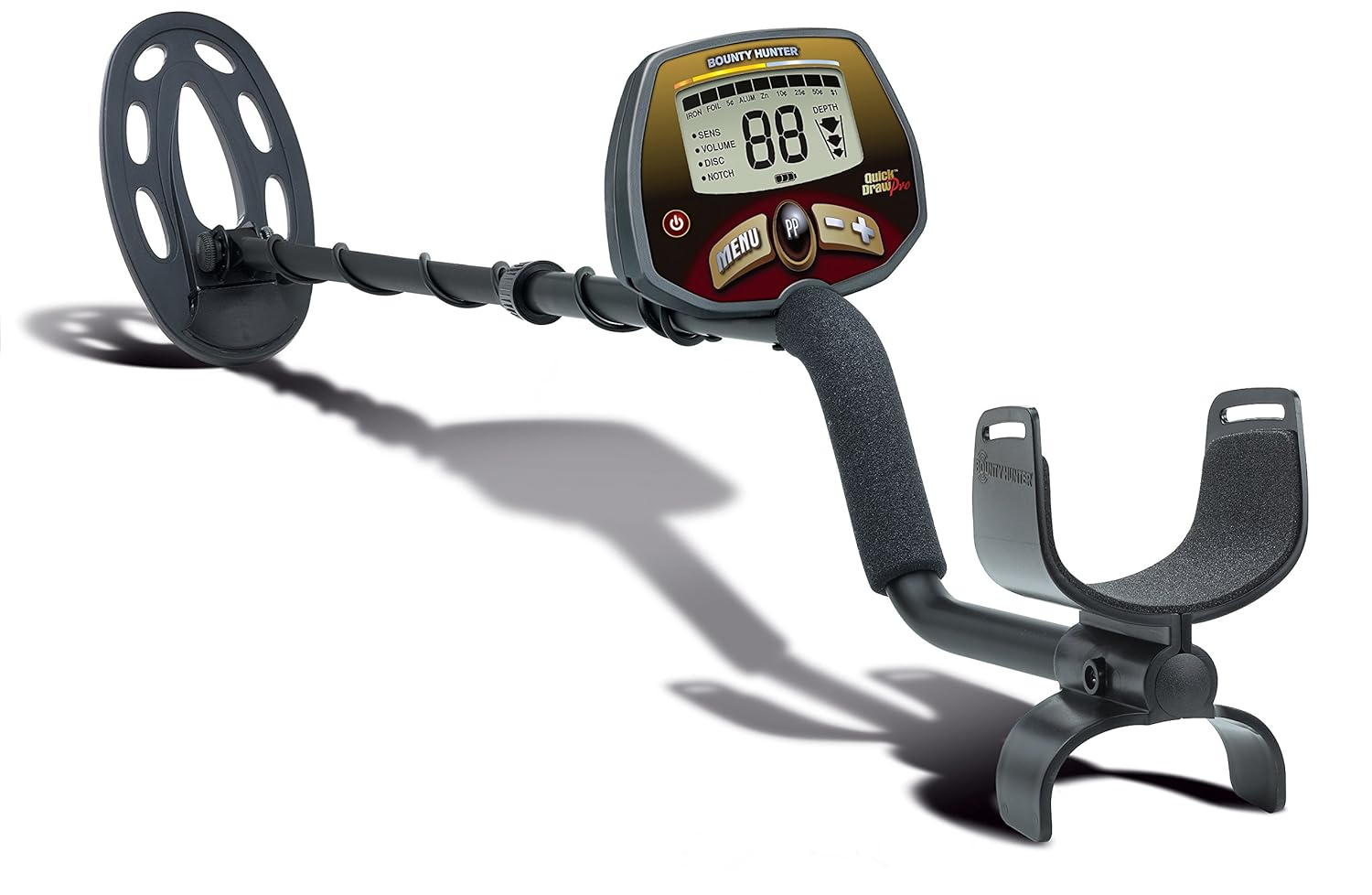 Adjustable Black Battery-Powered Metal Detector with 10-Inch Coil