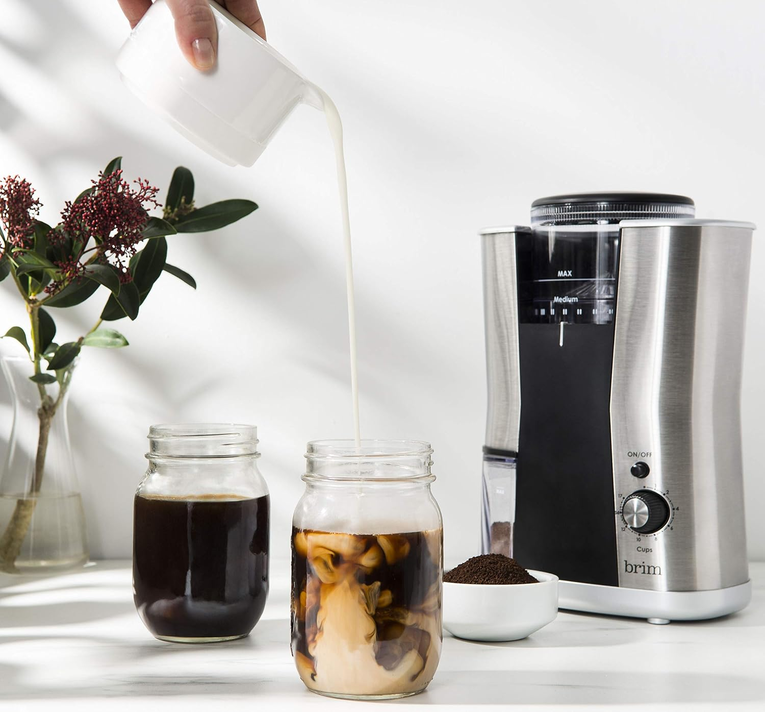 BRIM Conical Burr Coffee Grinder Stainless Steel Manual Durable Fire Resistant 6.4 Oz