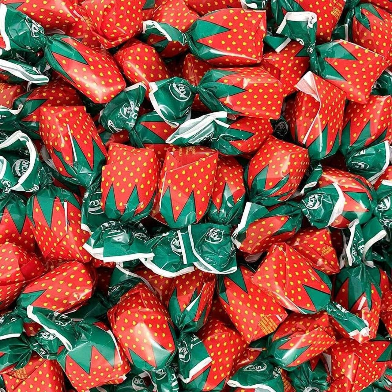 Strawberry Filled Hard Candy - Individually Wrapped Strawberry Bon Bons Candy 2 Pound Bulk Bag - Holiday Candy