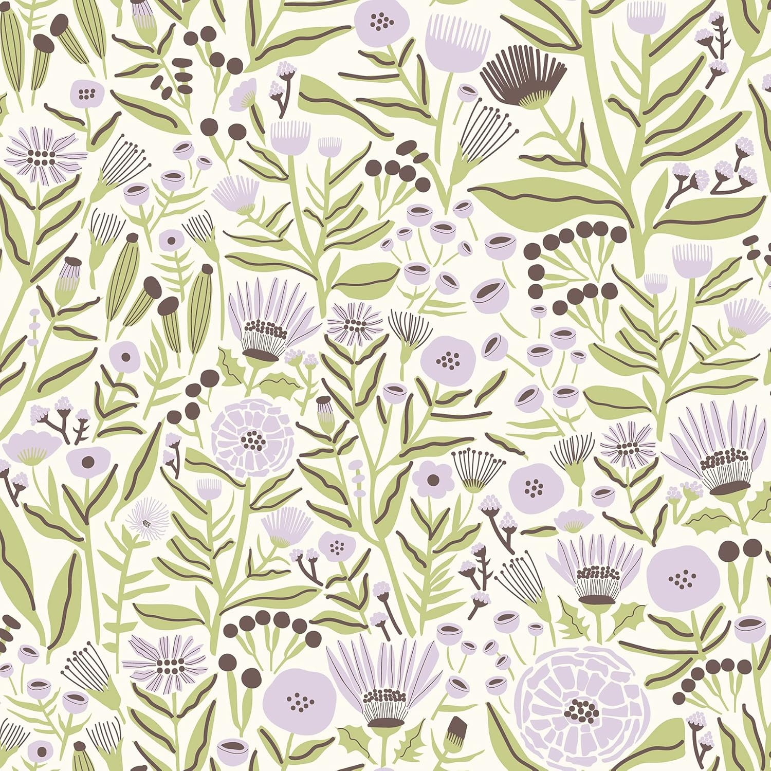 Leah Duncan Lilac Marigold Forest Peel & Stick Wallpaper, Purple