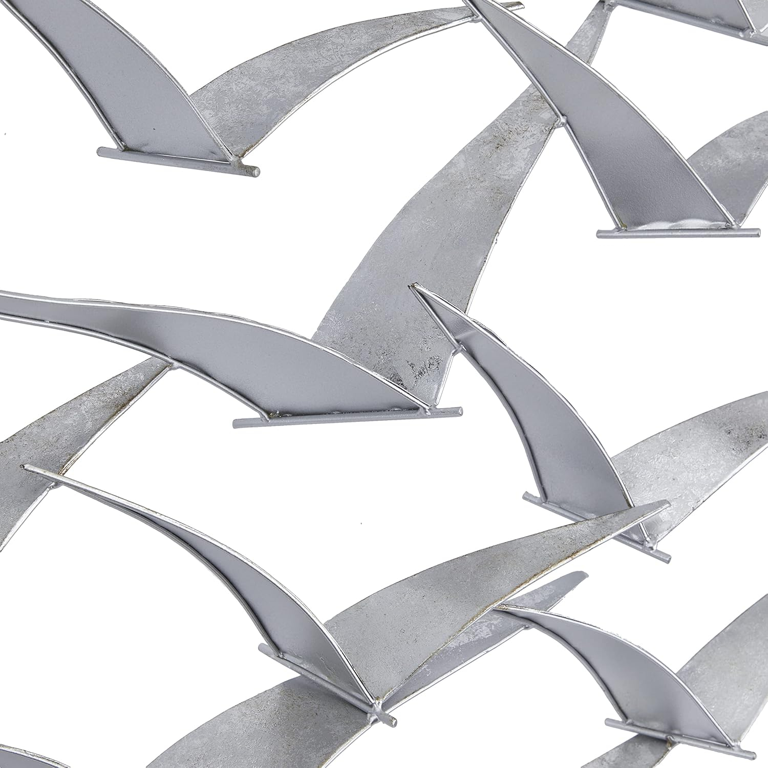 Large Silver Iron Bird Flock Wall Sculpture