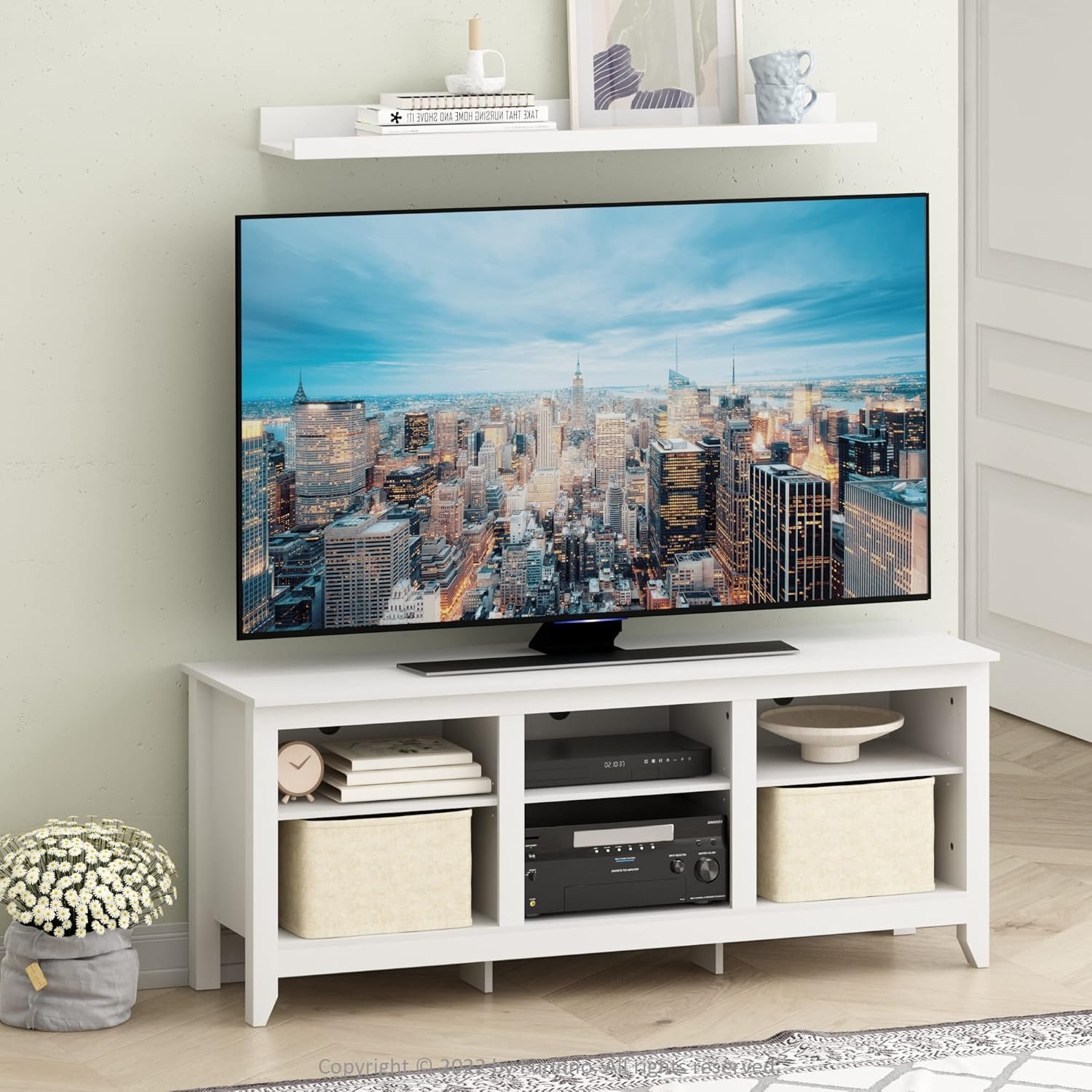 Jensen Entertainment Center for TV up to 65 Inch, 65-Inch, Solid White