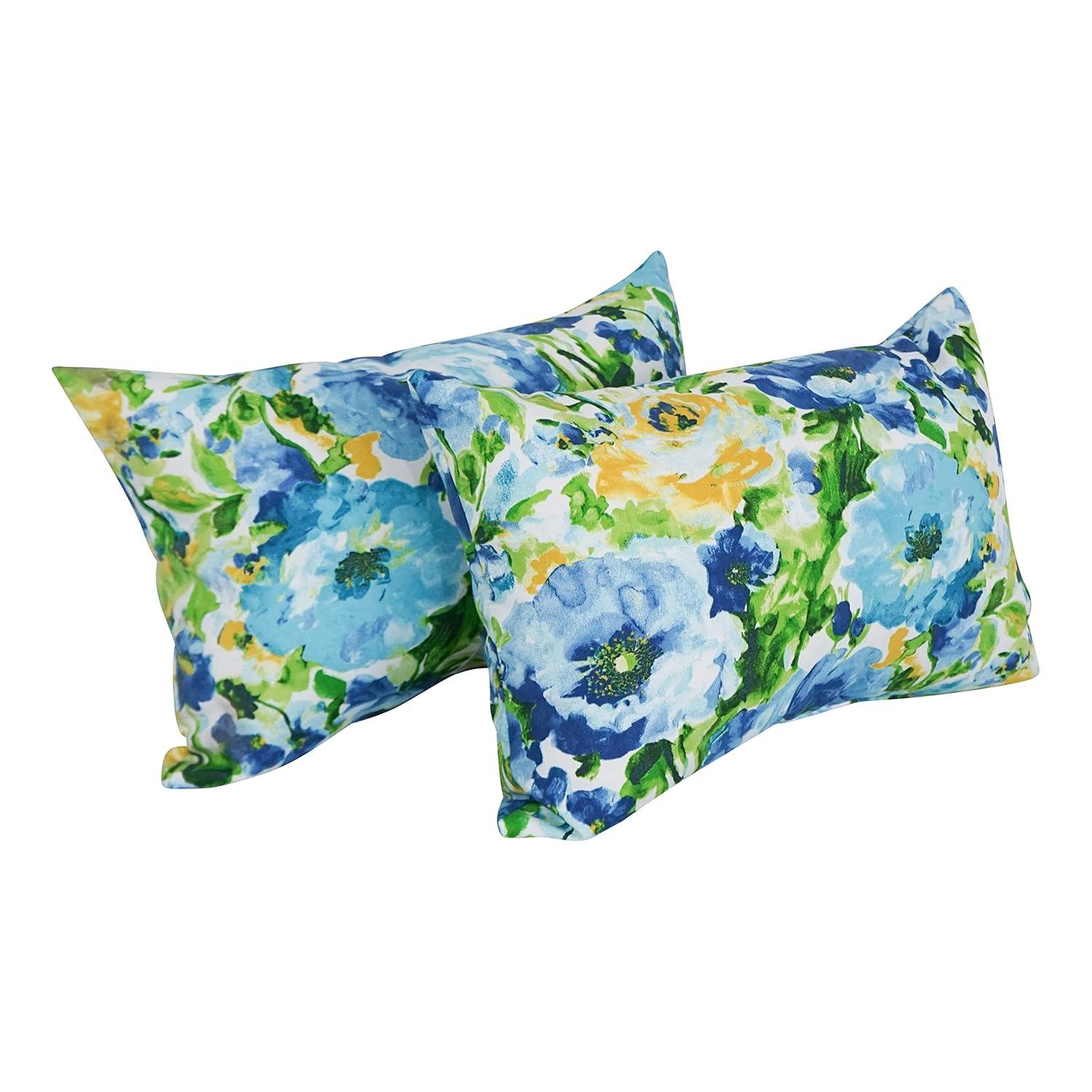 Blazing Needles 9911-S2-REO-65 12 x 20 in. Rectangular Spun Poly Throw Pillows, Lesandra Sunblue - Set of 2
