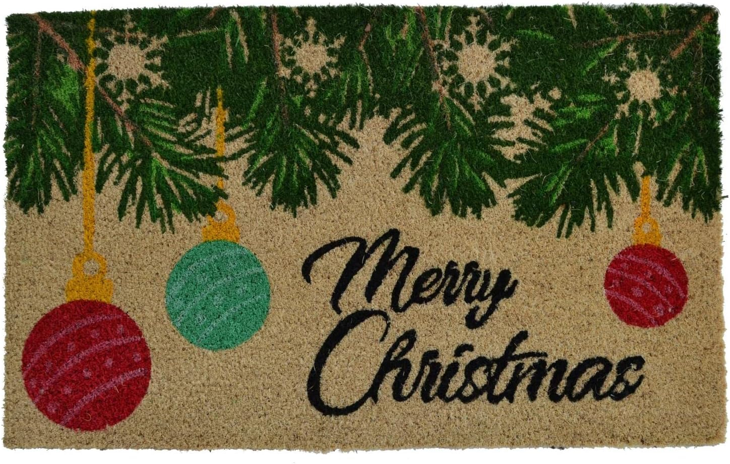 PVC Backed Merry Christmas, 30"x18"x0.5", Natural Coconut Husk Coir Door Mat