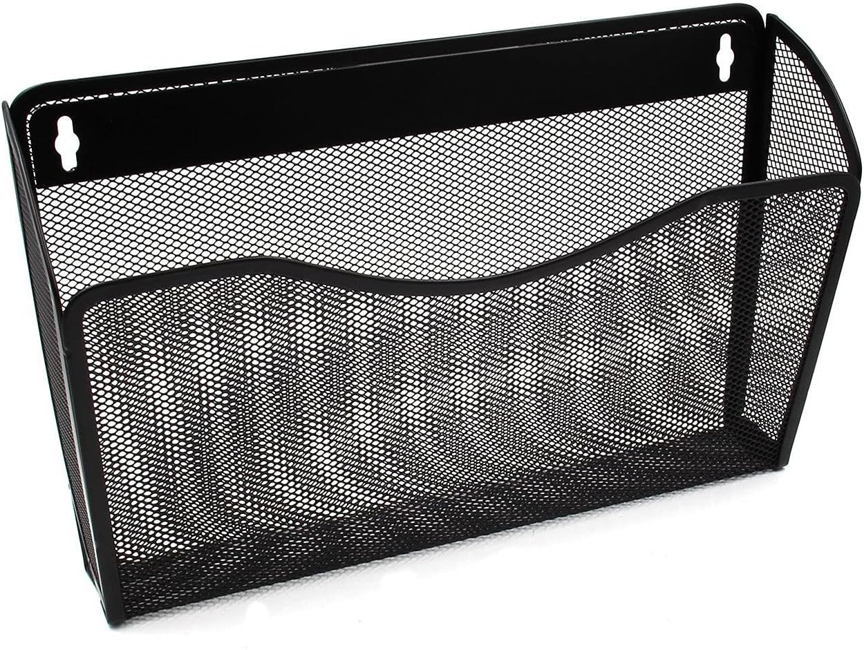 YBM HOME Mesh Wall Mount File Organizer Holder for Home and Office, Single Pocket Hanging File Holder for Folders, Documents, Letters, and Magazines, Silver 6 Pack