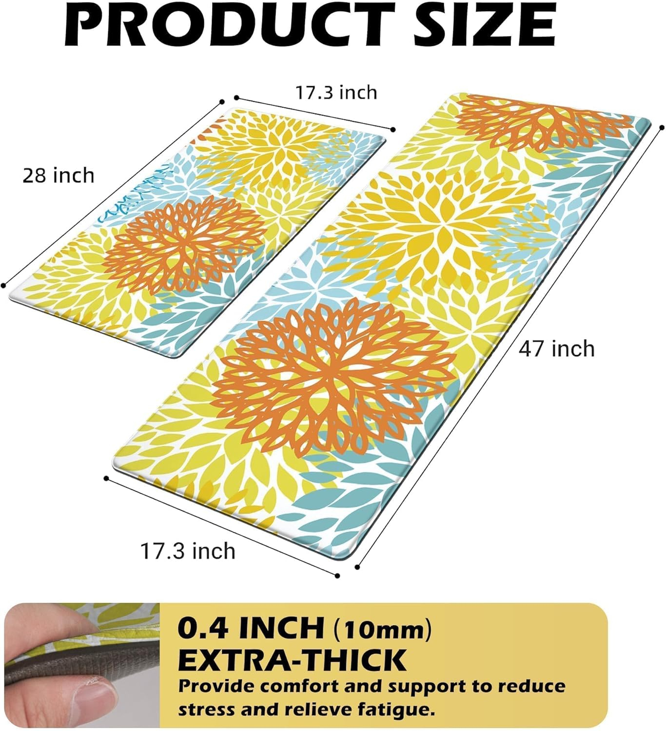 Kitchen Mats Set of 2 Cushioned Anti Fatigue Kitchen Rugs Waterproof Non Slip Kitchen Runner Memory Foam Kitchen Floor Mat Comfort Standing Mat for Sink,Office,Laundry