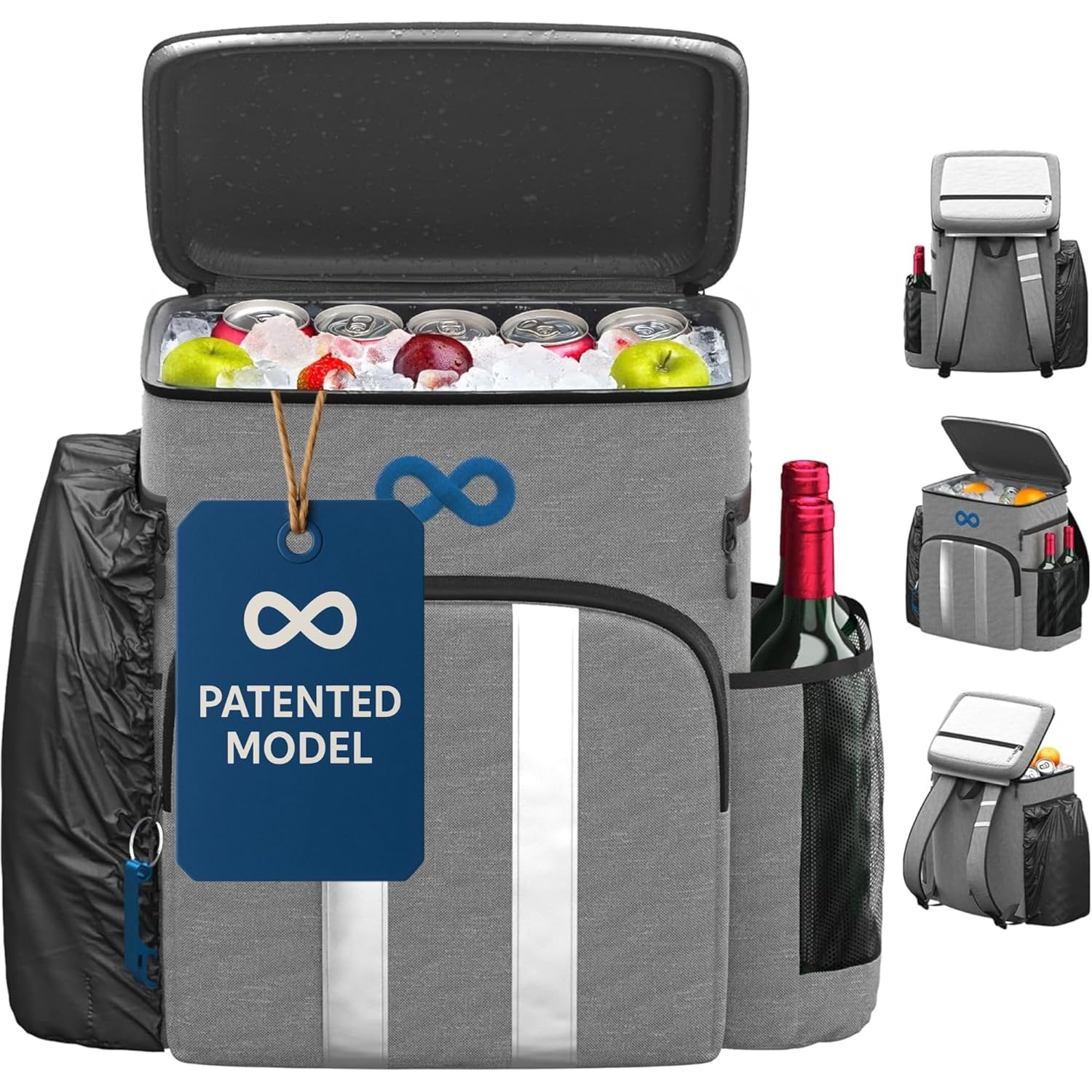 Everlasting Comfort Insulated Cooler Backpack Leak Proof Thermal Bag Picnic Backpack, Gray