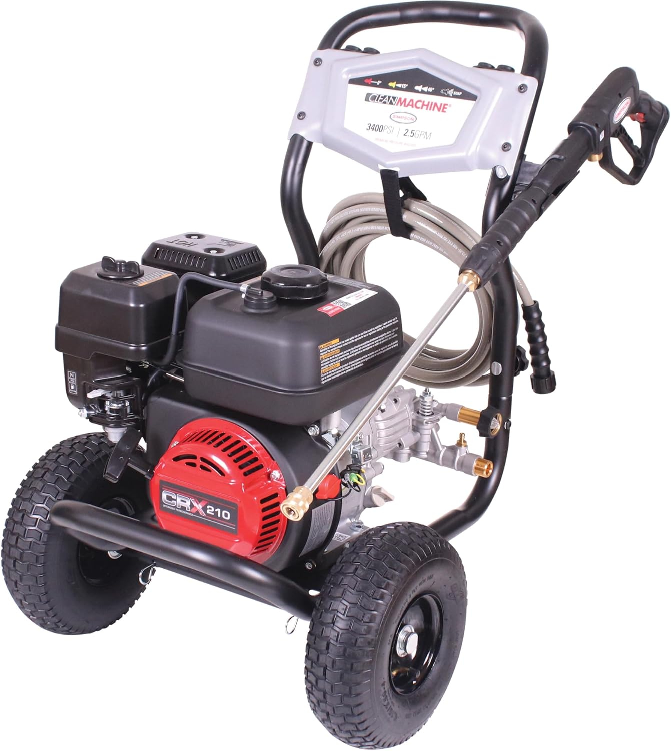 3400 Psi at 2.5 GPM with OEM Technologies™ Axial Cam Pump Cold Water Gas Pressure Washer
