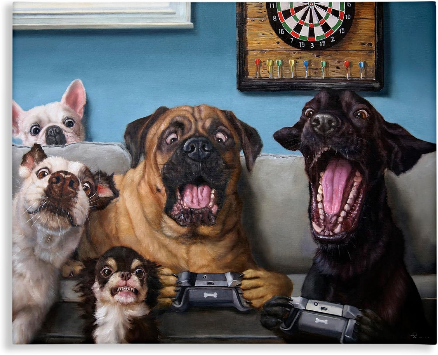 Stupell Home Décor Funny Dogs Playing Video Games Livingroom Pet Portrait, 24 x 30, Designed by Lucia Heffernan