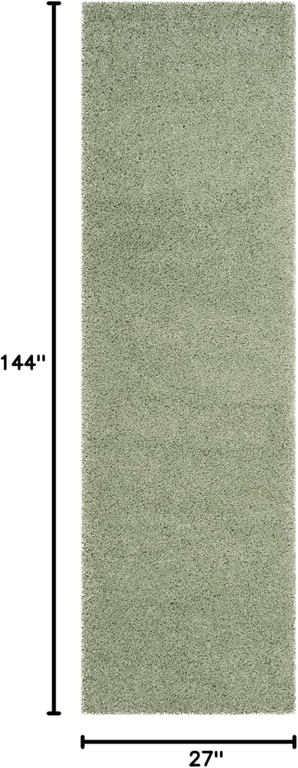 SAFAVIEH Laguna Neven Plush Solid Shag Runner Rug, Light Sage, 2'3" x 12'