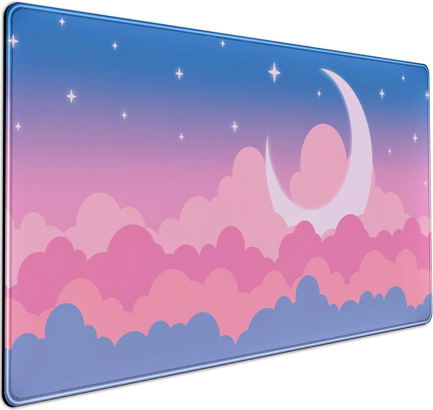 Cute Clouds Desk Mat Kawaii Desk Pad Gaming Mouse Pad Large Blue Sky Deskmat XXL Mousepad, Pink Purple Keyboard Mouse Mat Computer Mat for Desk, Kawaii Desk Decor for Women Girls 31.5X15.75 in