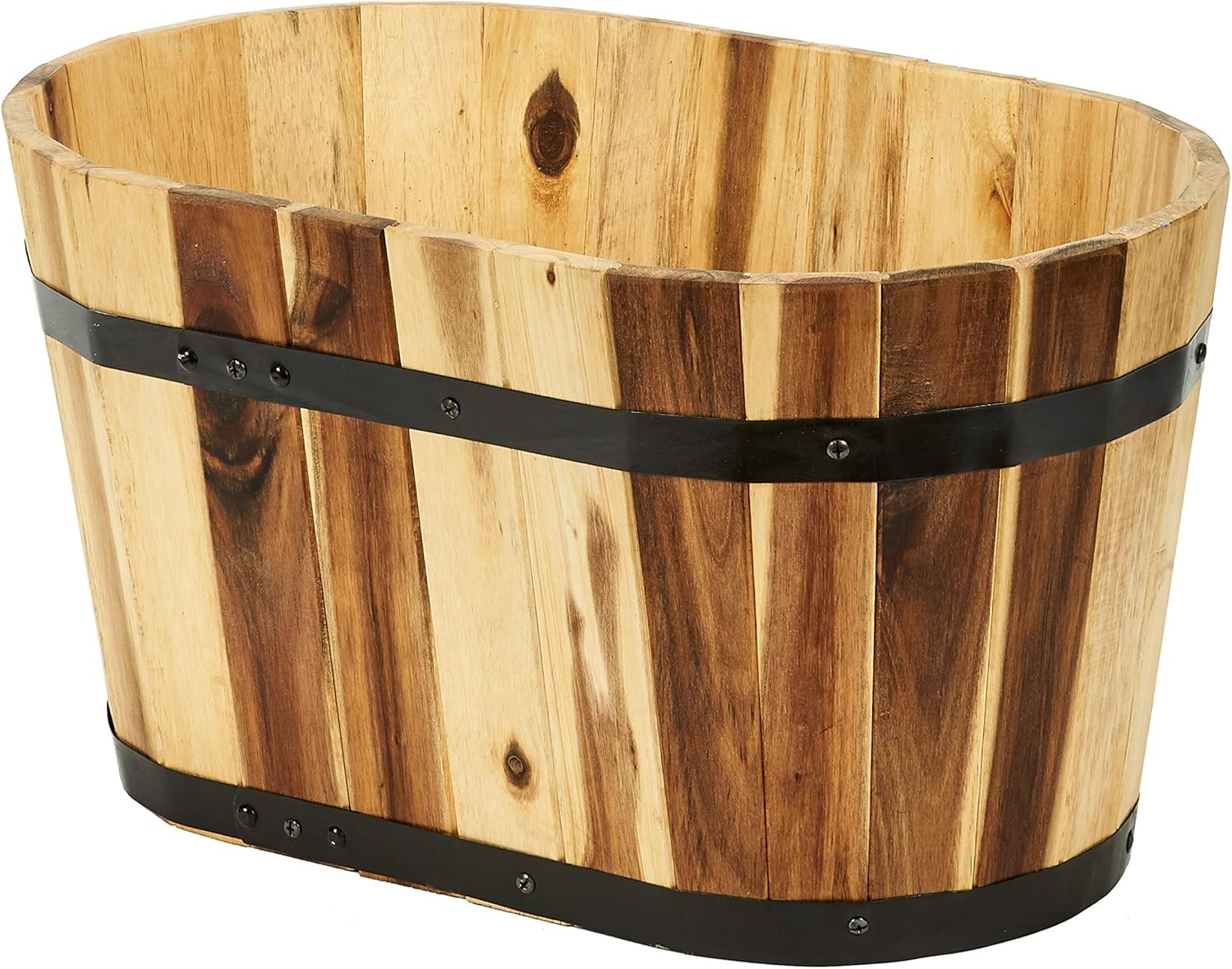Worth Imports Inc 8" Nested Oval Wood Barrel Planter - 8