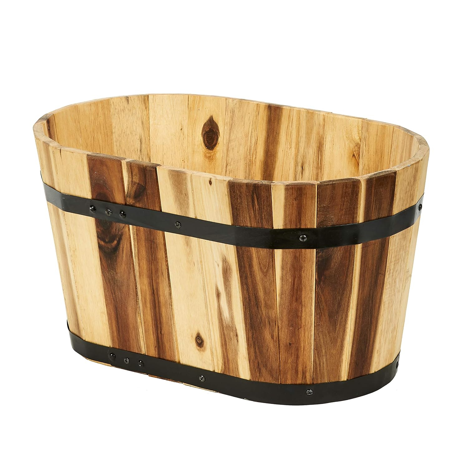 Worth Imports Inc 8" Nested Oval Wood Barrel Planter - 8