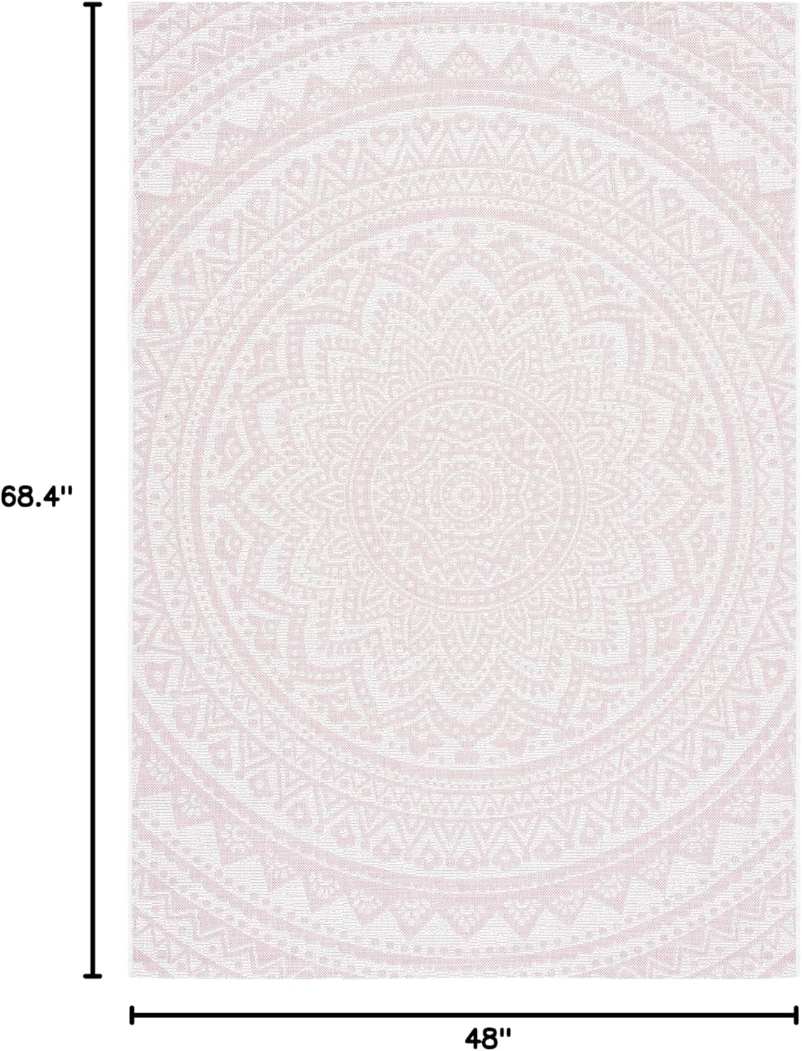 SAFAVIEH Courtyard Josiah Floral Medallion Indoor/Outdoor Area Rug, Ivory/Soft Pink, 4' x 5'7"