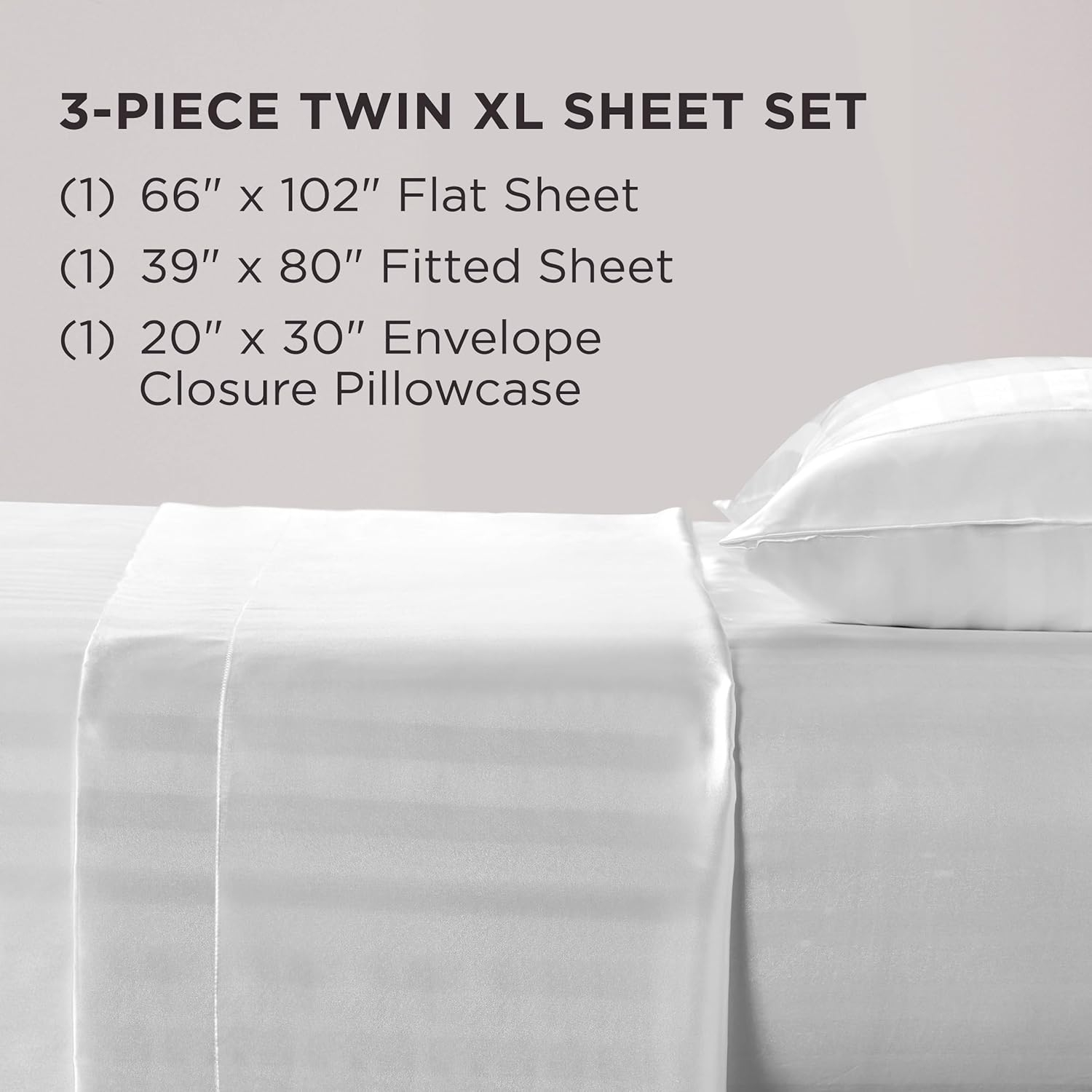 Brilliant White Satin Damask Twin XL Microfiber Sheet Set