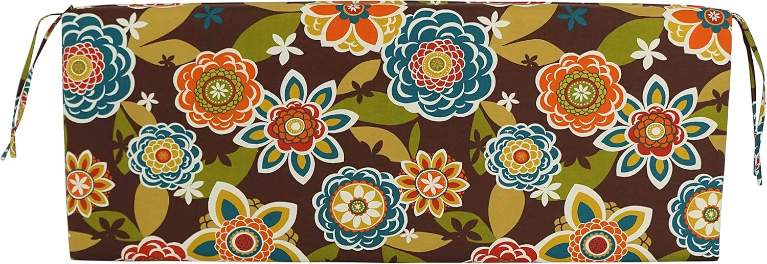 Colorful Floral Pattern Outdoor Polyester Bench Cushion