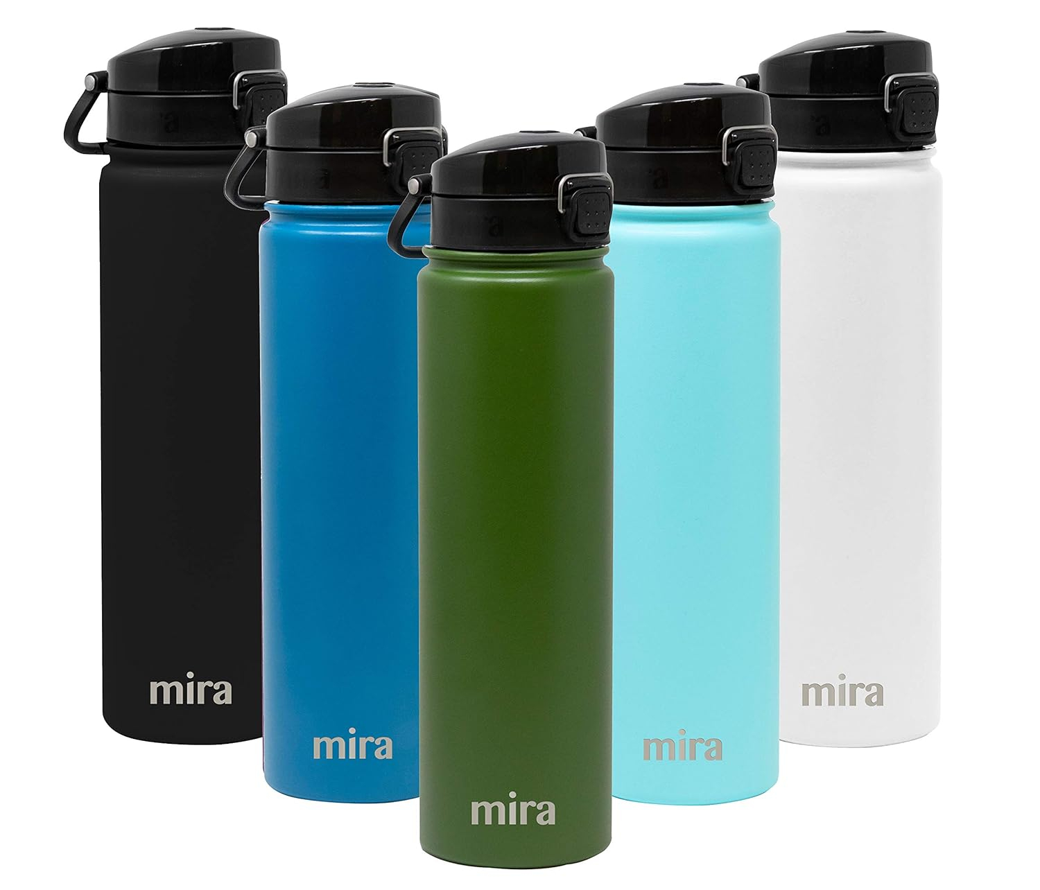 MIRA 24 oz Insulated Water Bottle - Stainless Steel Thermos with One-Touch Quick-Open Spout - Double Wall Hot & Cold (24Hr Cold/12Hr Hot) - Olive Green